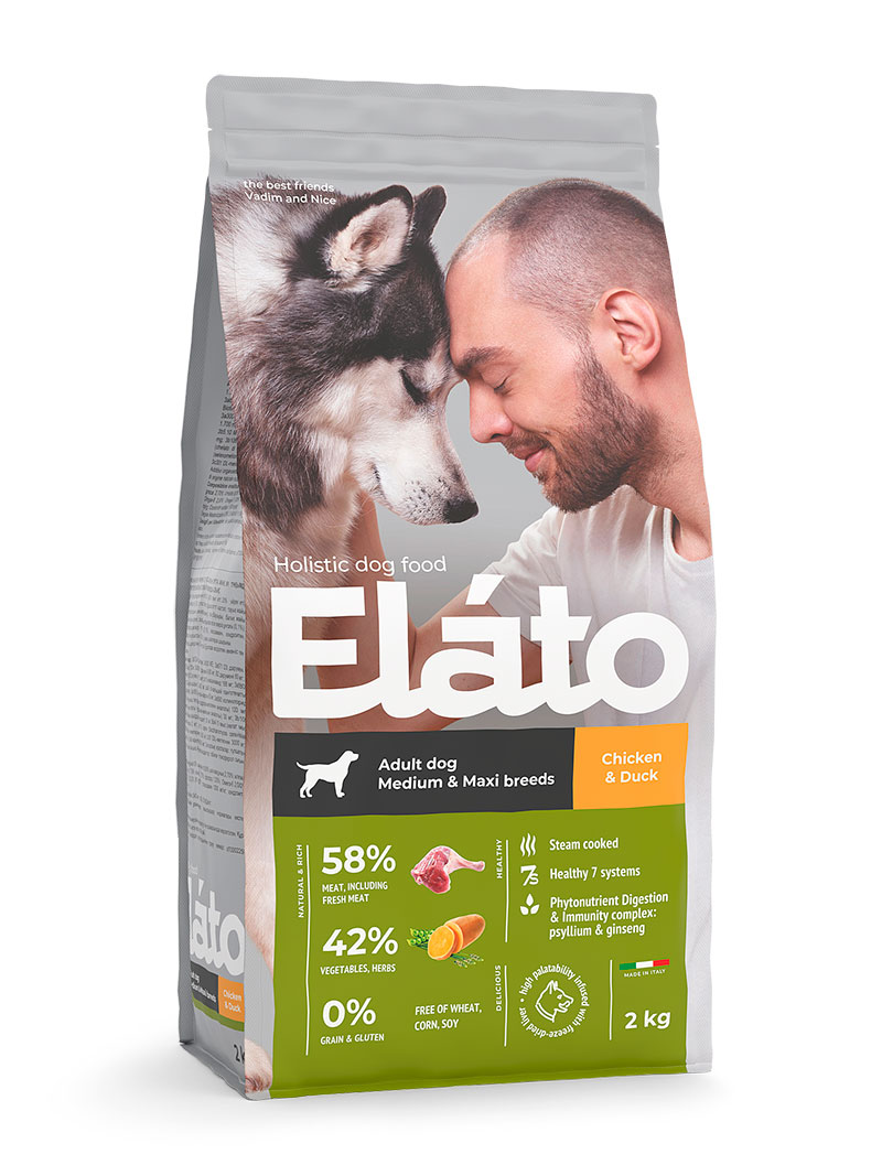 картинка Elato Holistic сухой корм для собак сред.круп.пород Курица/Утка, 2 кг. от магазина ЗооПланета+