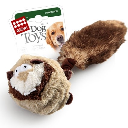картинка Барсук GIGWI игрушка для собак с 2 пищалками (резина/ткань), 26 см.  от магазина ЗооПланета+