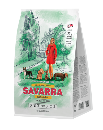 картинка SAVARRA для собак мелких пород утка\рис  от магазина ЗооПланета+