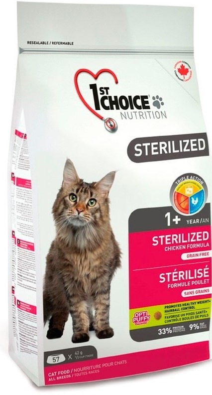картинка 1ST CHOICE STERILIZED сухой корм для стерилизованных кошек  КУРИЦА/БАТАТ 10 кг. от магазина ЗооПланета+