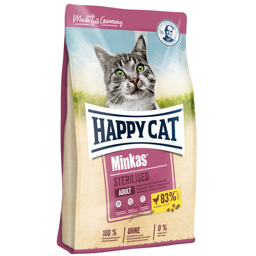 картинка Happy Cat Minkas Sterilised сухой корм для стерилизованных кошек, 10 кг. от магазина ЗооПланета+